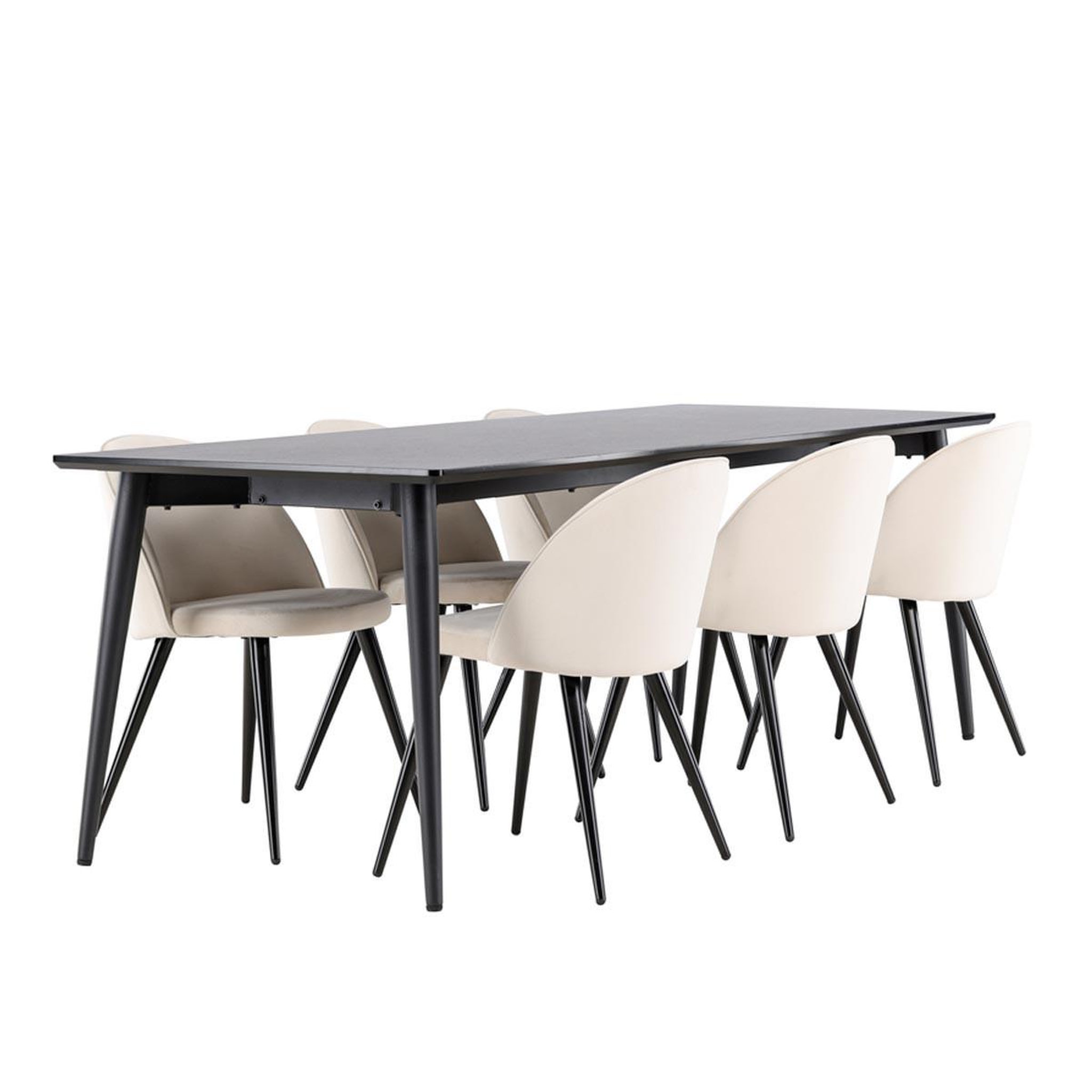 Paris Prix Ensemble table à manger & 6 chaises  ellis & velvet  230cm noir & beige