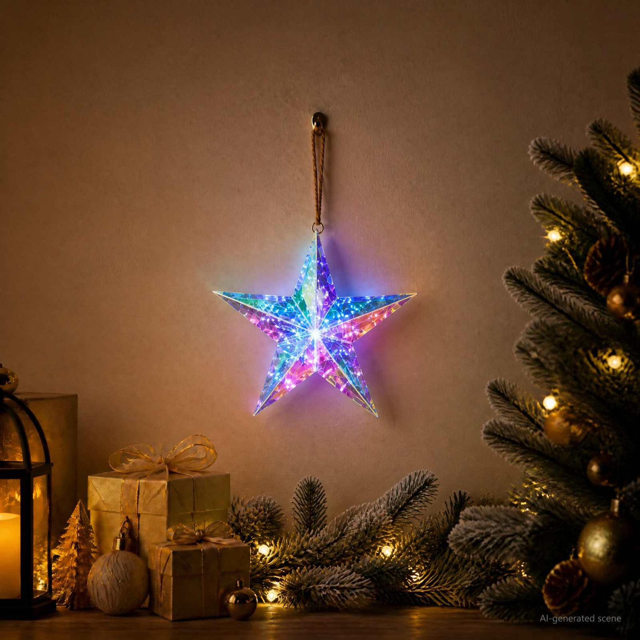 Voir la diapositive 2 : VIDAXL Etoile de Noël lumineuse LED prismatique et iridescente