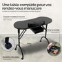 Voir la diapositive 4 : VIVEZEN Table de manucure professionnelle pliante avec tiroir, roulettes et housse de transport - Noir