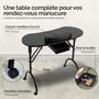 Voir la diapositive 4 : VIVEZEN Table de manucure professionnelle pliante avec tiroir, roulettes et housse de transport - Noir