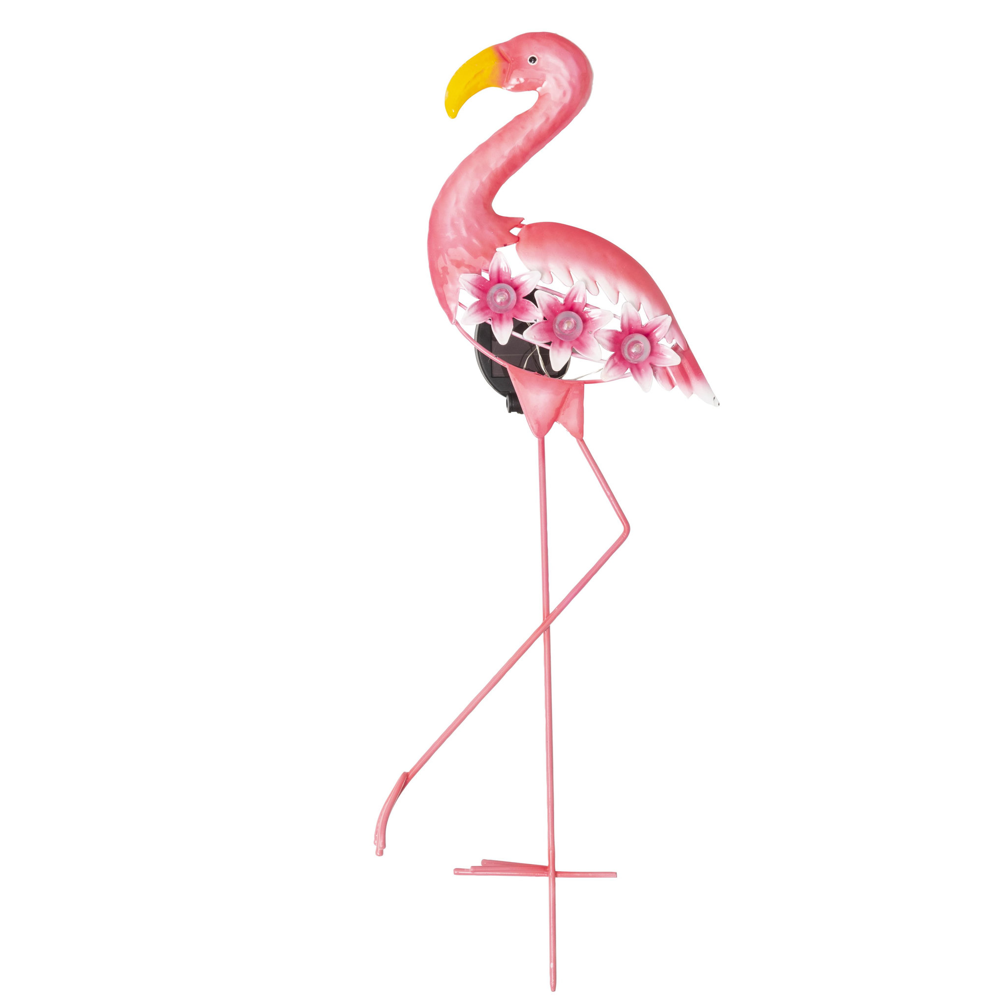 Voir la diapositive 1 :  Flamant rose solaire 3 LED blanches