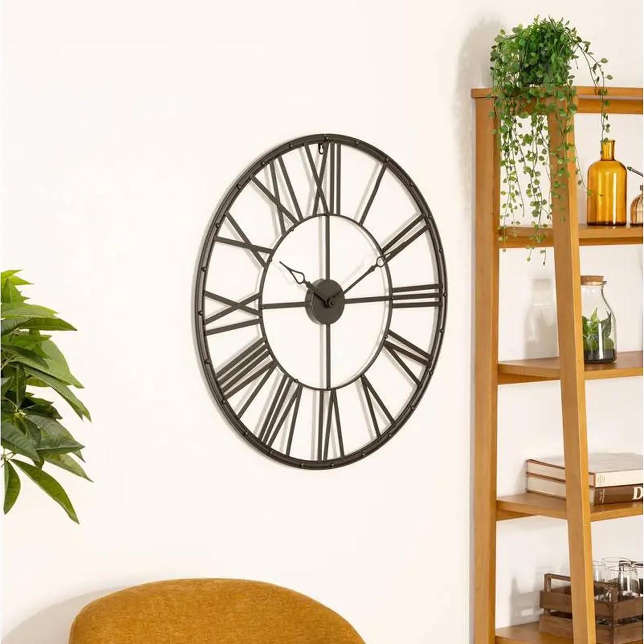 Voir la diapositive 4 : ATMOSPHERA Pendule murale métal  vintage  70cm noir