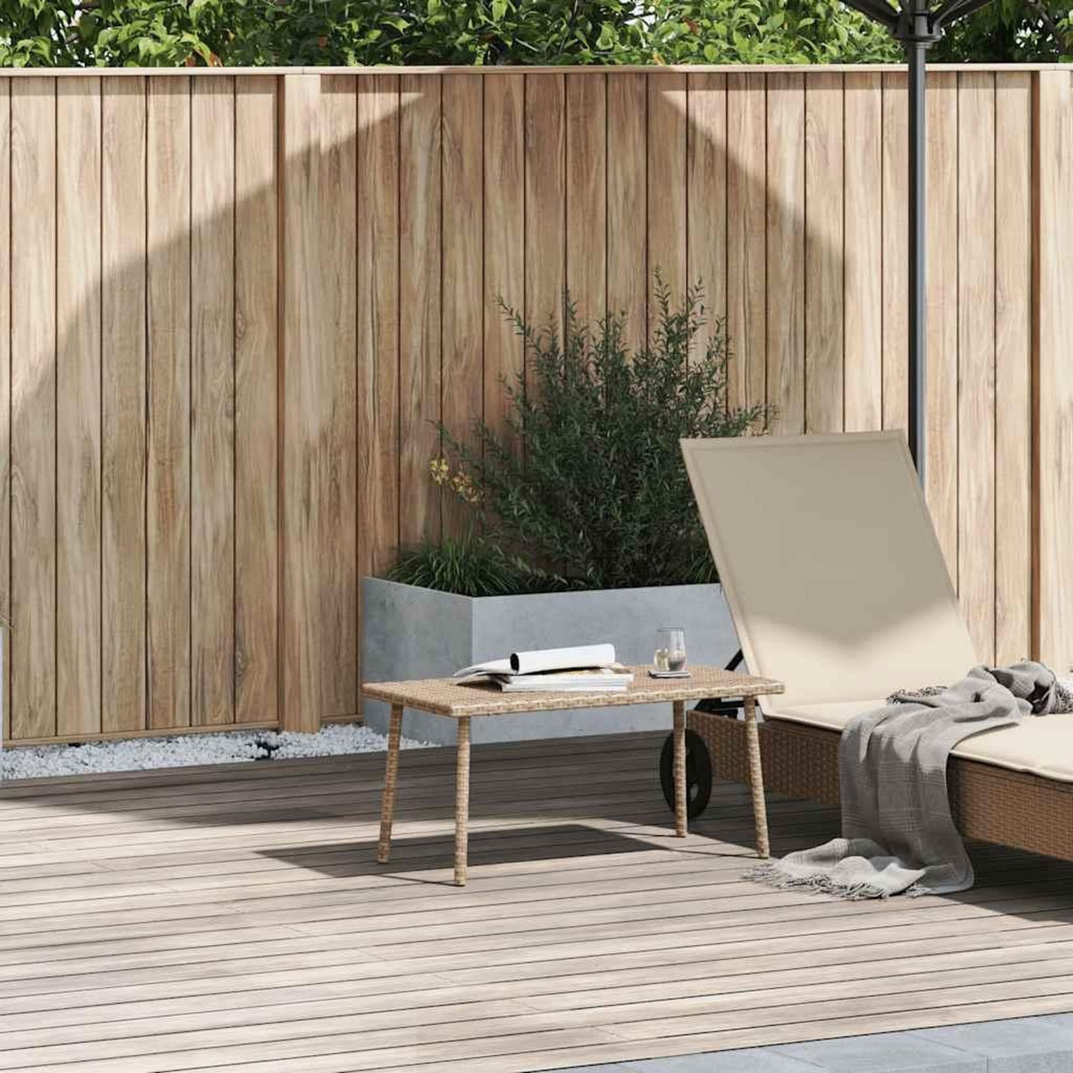 VIDAXL Table basse de jardin rectangulaire beige 80x40x37 cm rotin