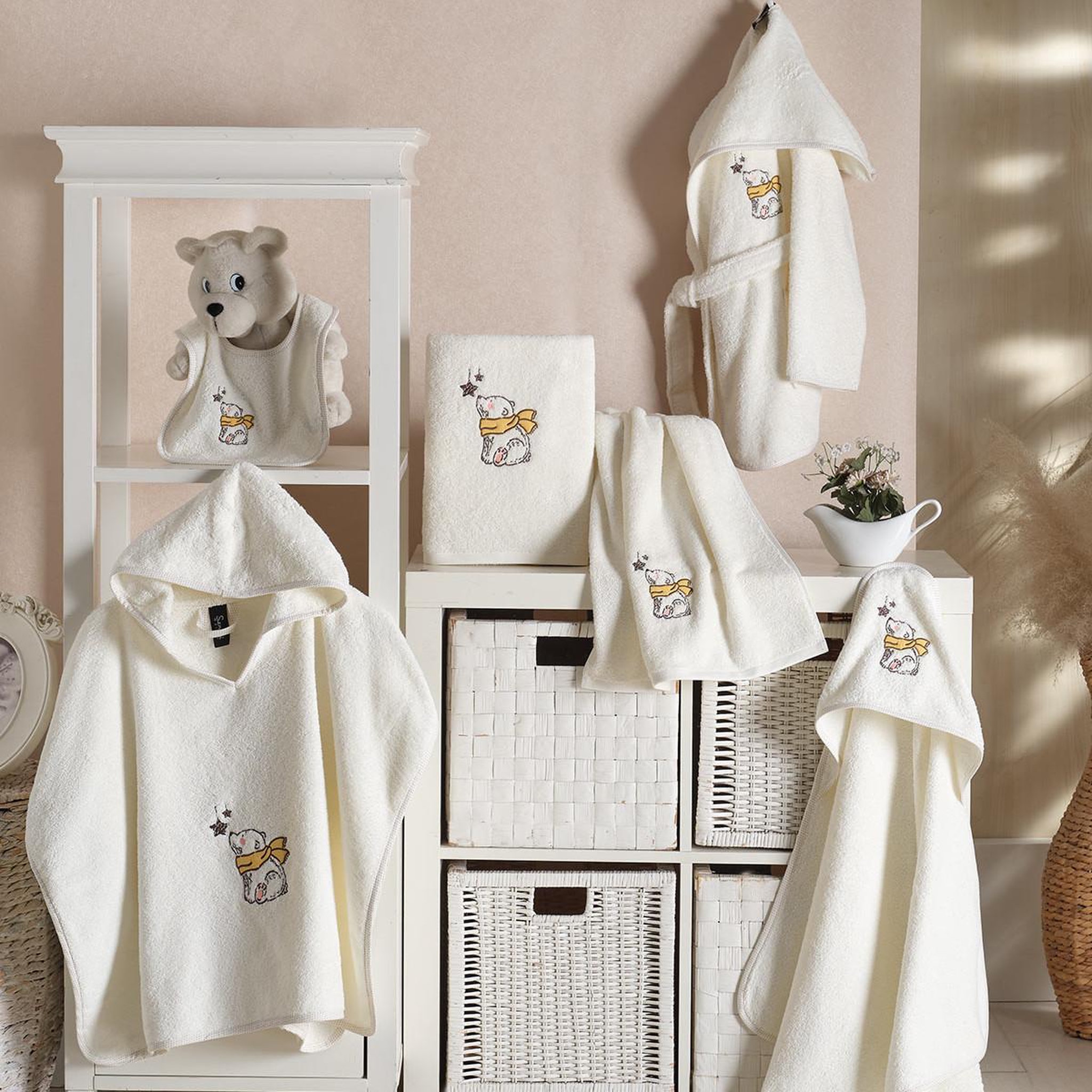 Voir la diapositive 3 : Sensei Maison Ensemble enfant 1 serviette de toilette + 1 drap de bain OURS POLAIRE