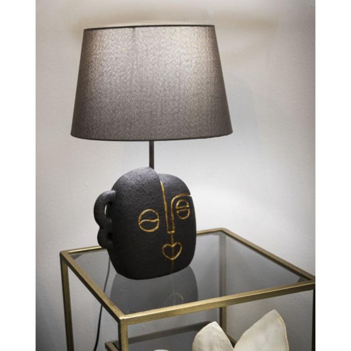 Paris Prix Lampe à Poser en Résine  Tribal  46cm Marron