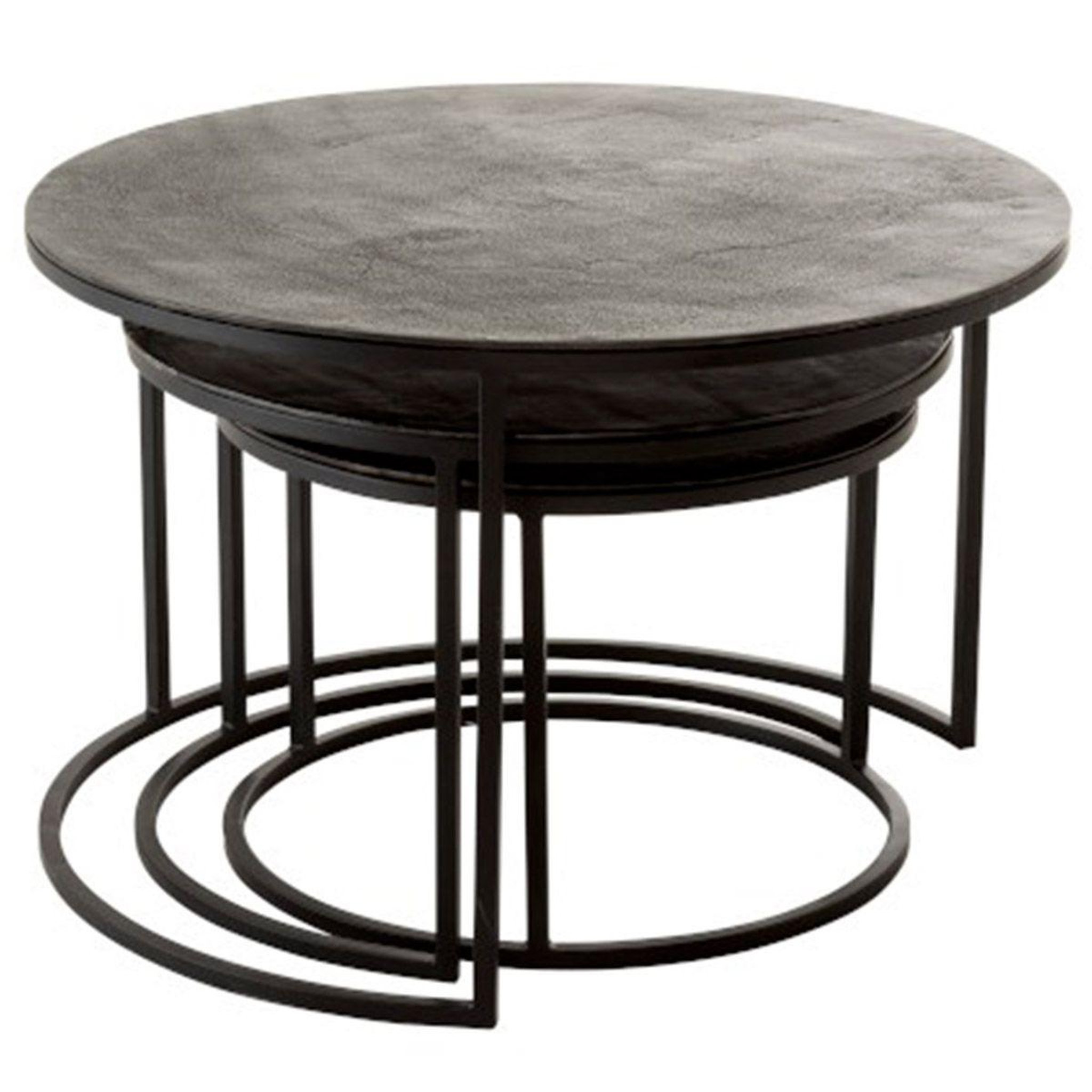 Voir la diapositive 2 : J-LINE Lot de 3 tables gigognes  oxidize  80cm noir