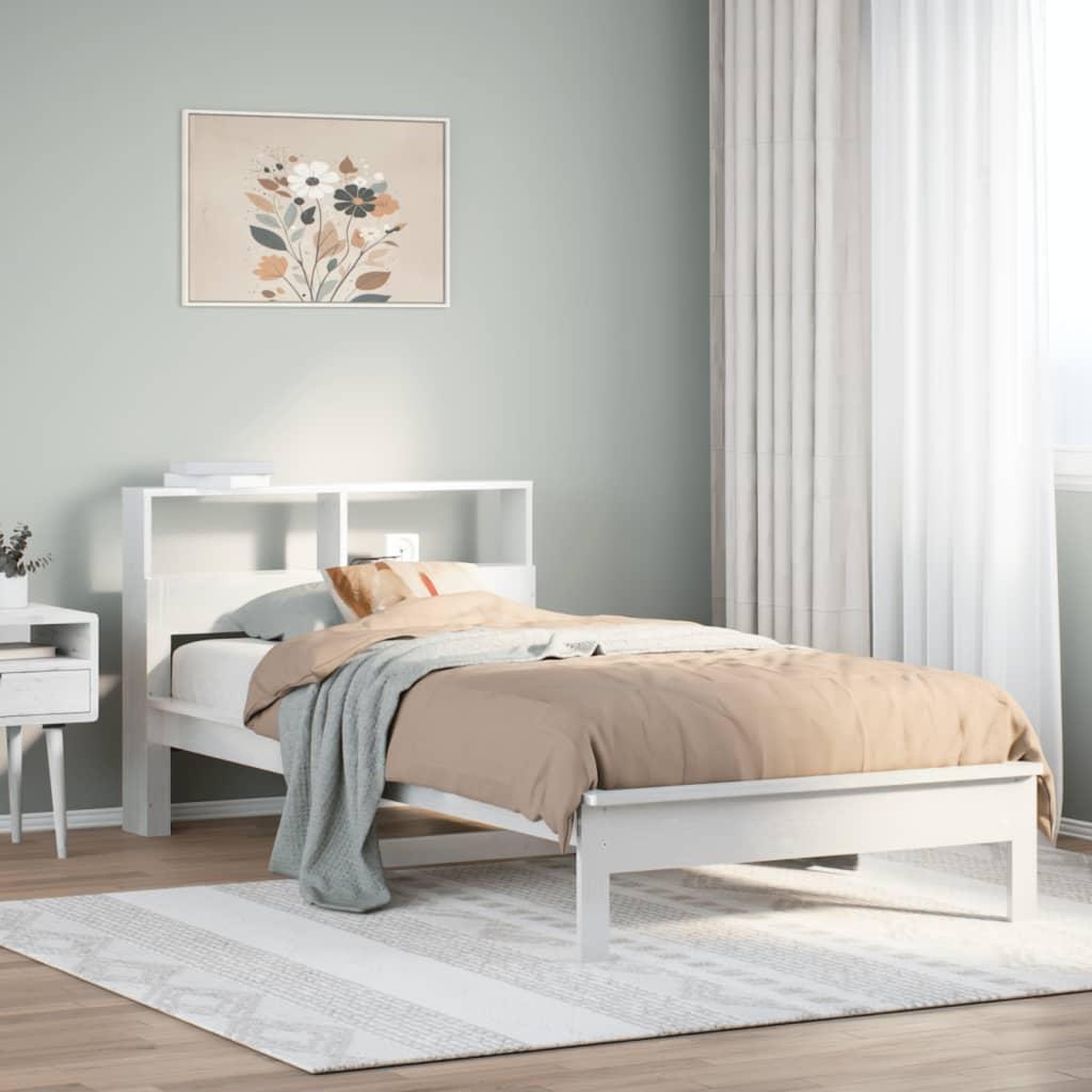 VIDAXL Lit bibliotheque sans matelas blanc 75x190cm bois de pin massif