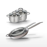 ELO Lot 2 Poêles 28/32cm & 2 Faitouts 12/14cm Elo Relief Solution