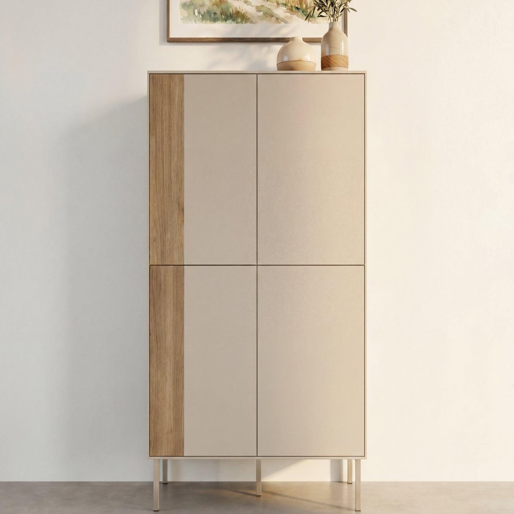 Voir la diapositive 3 : CASANOVA PARIS Eldio - commode 2 tiroirs en mélamine beige