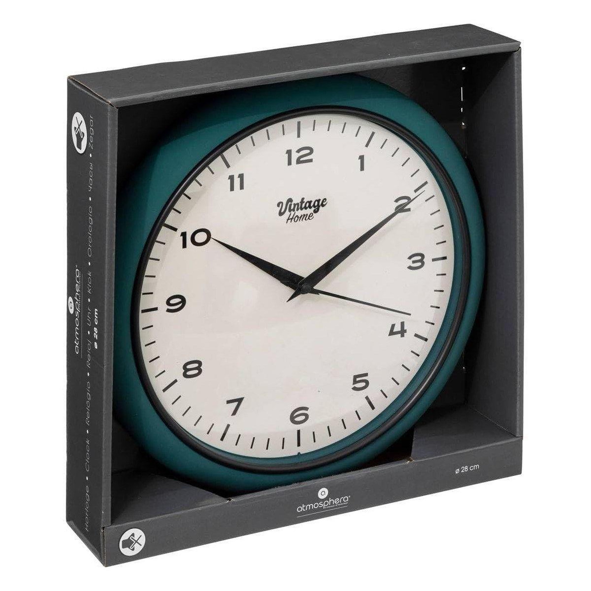 Voir la diapositive 3 : ATMOSPHERA Horloge murale  clarrisse  28cm bleu canard