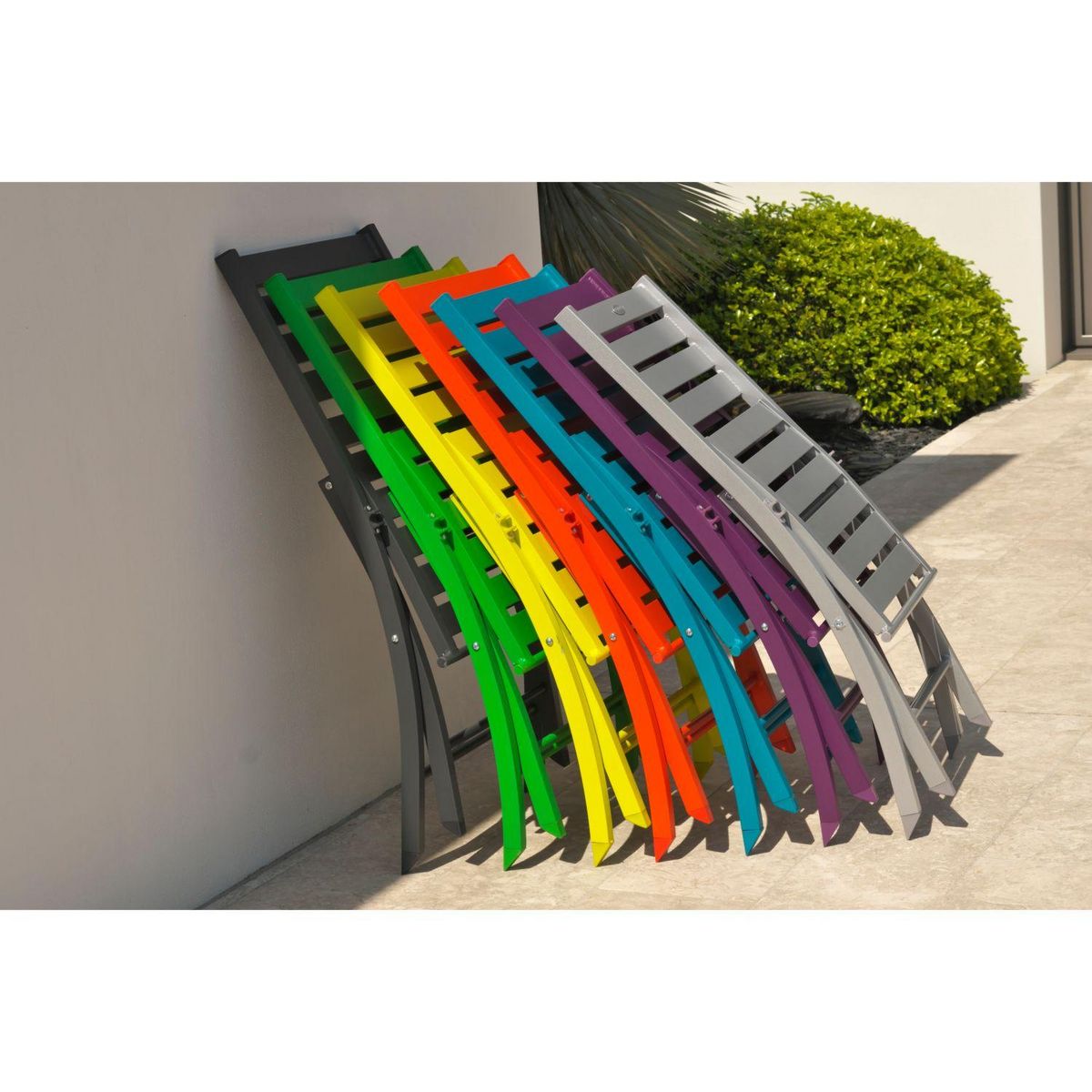 DCB GARDEN Chaise de jardin pliante - Aluminium - Bleu marine - MARIUS