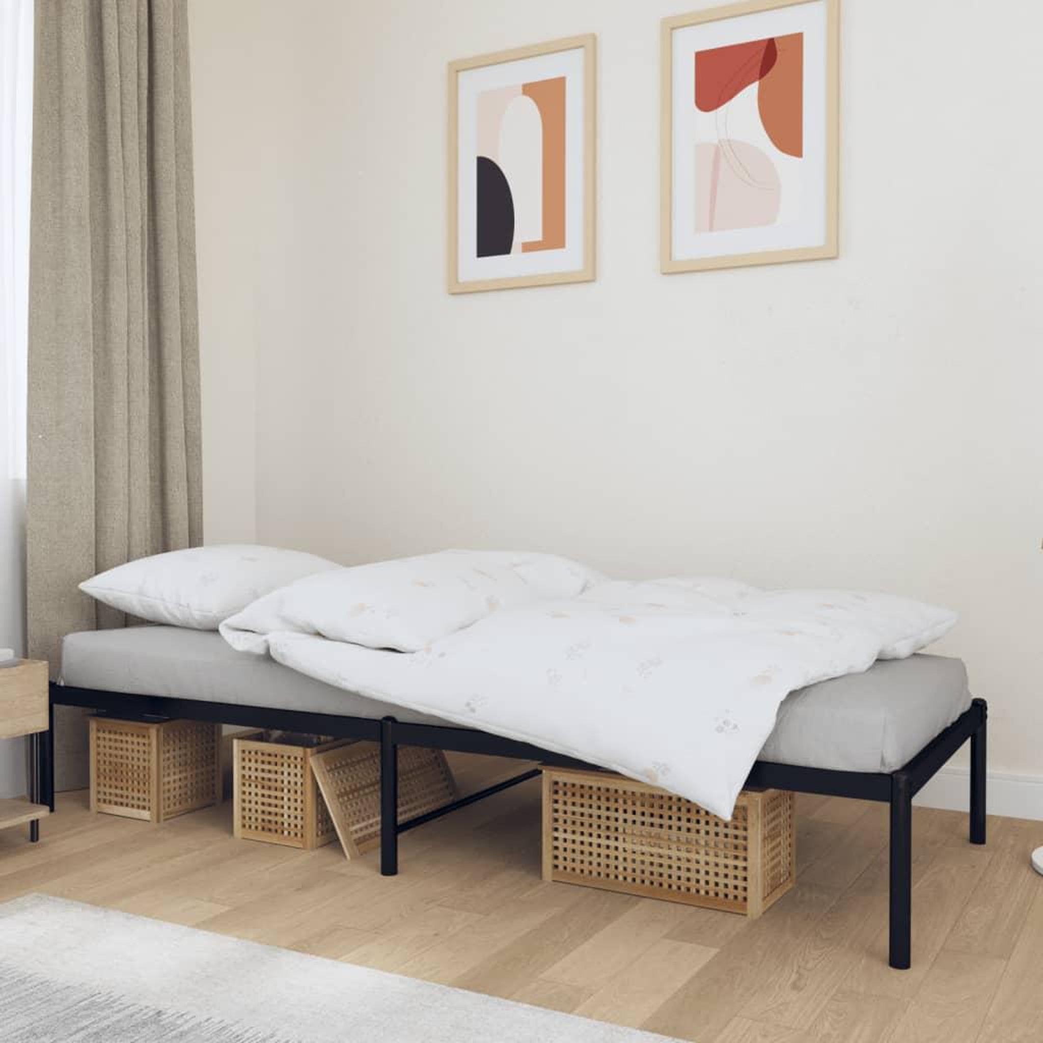 Voir la diapositive 2 : VIDAXL Cadre de lit metal sans matelas noir 90x190 cm