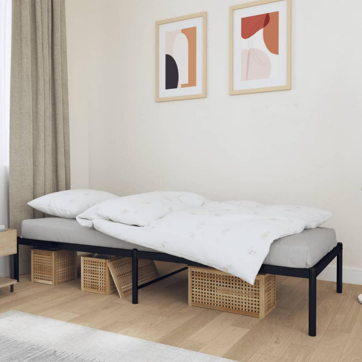 VIDAXL Cadre de lit metal sans matelas noir 90x190 cm