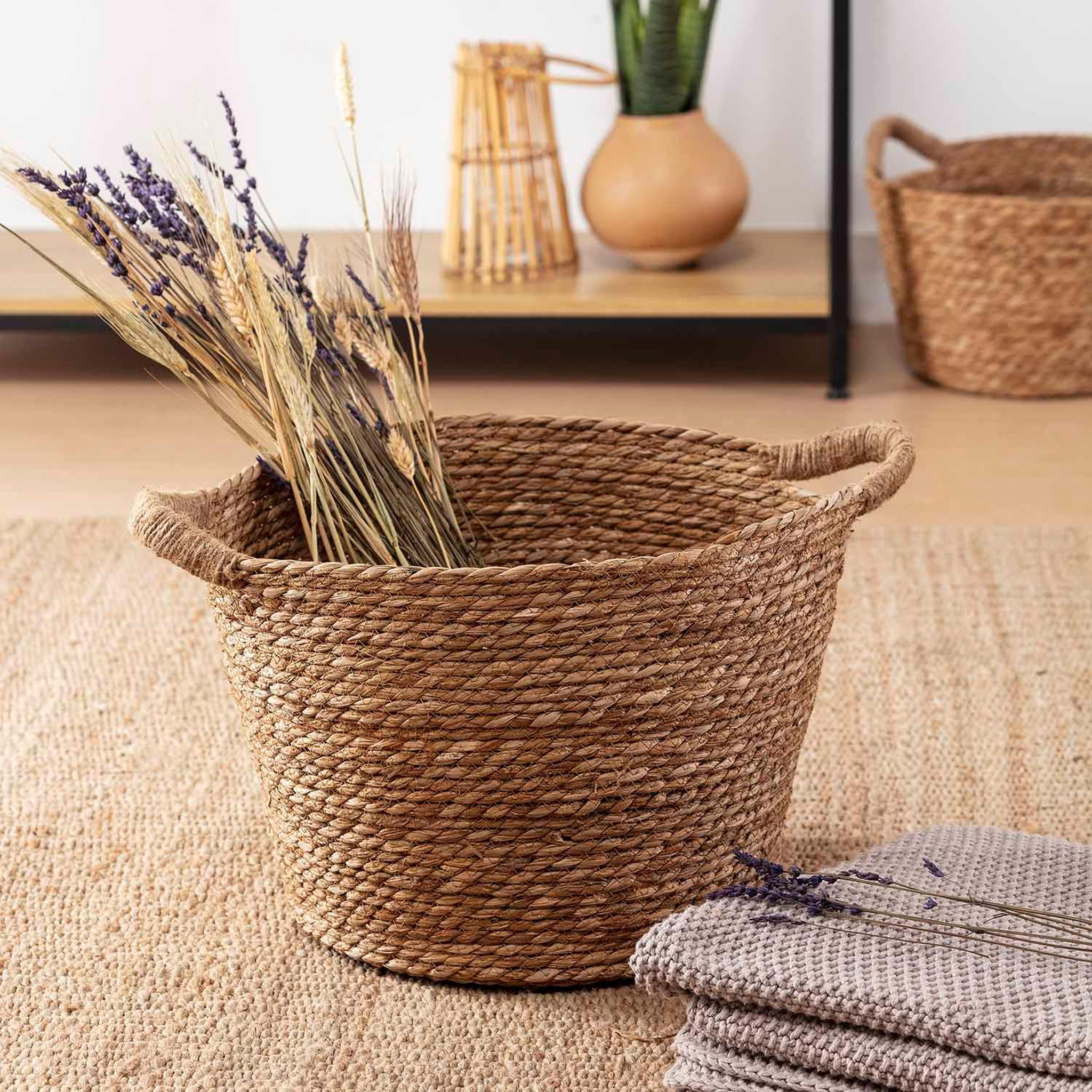 Voir la diapositive 2 : VS VENTA-STOCK Set de 3 paniers Icia fibre naturelle avec anses