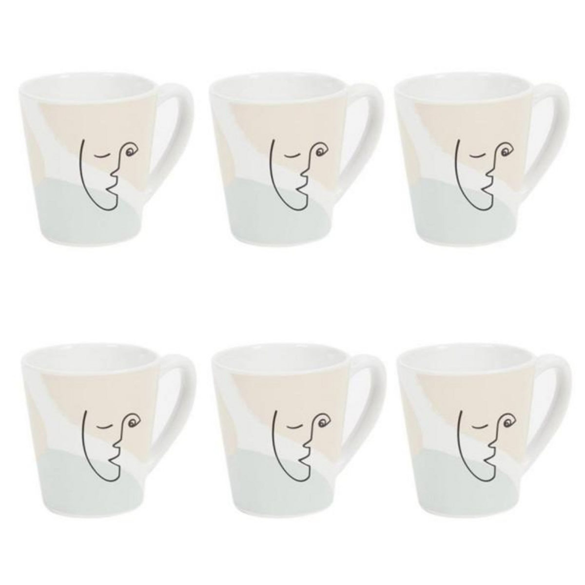 Paris Prix Lot de 6 Mugs en Porcelaine  Arty  30cl Multicolore