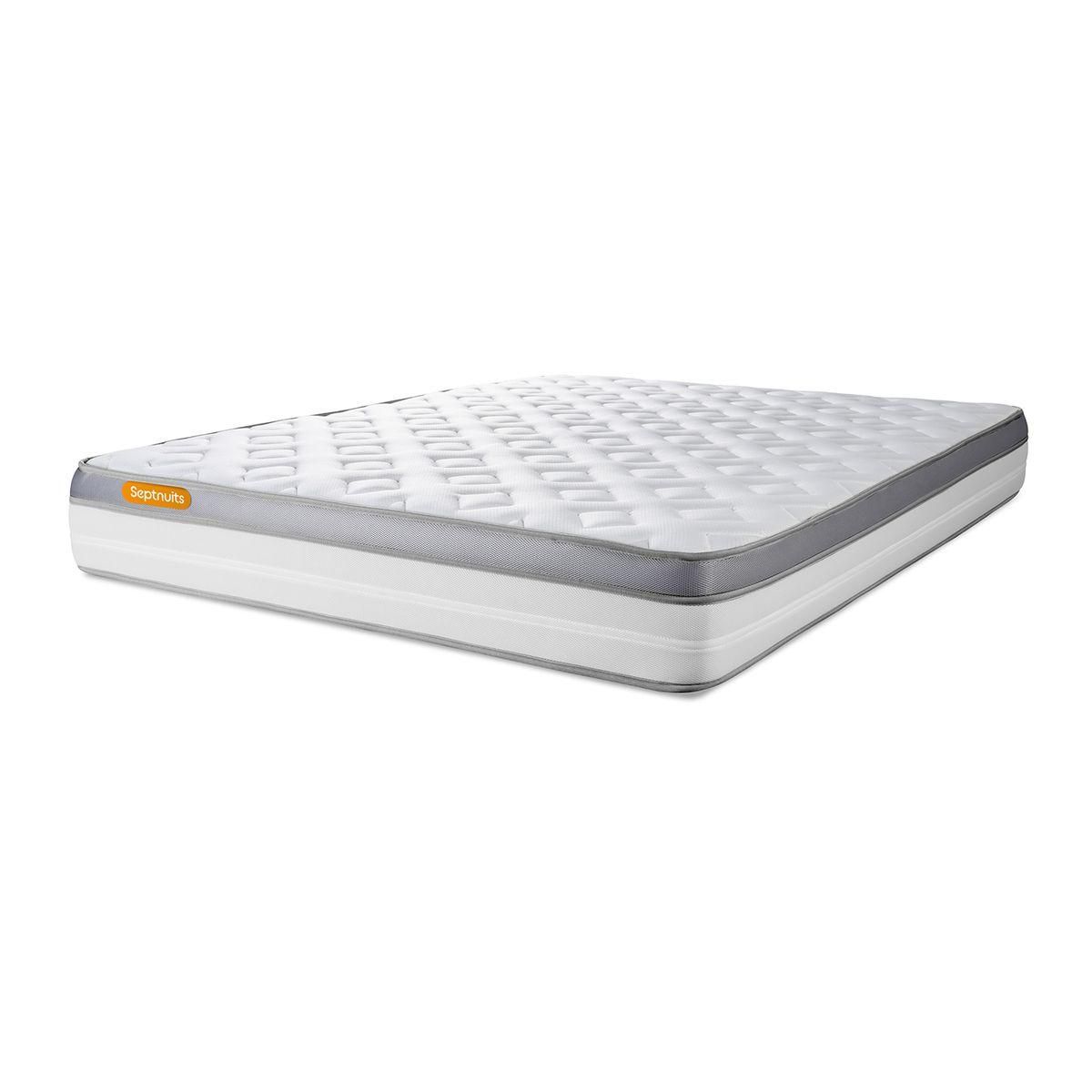 SEPTNUITS Matelas + sommier kit gris Memo Zen Mousse à mémoire de forme MAXI épaisseur