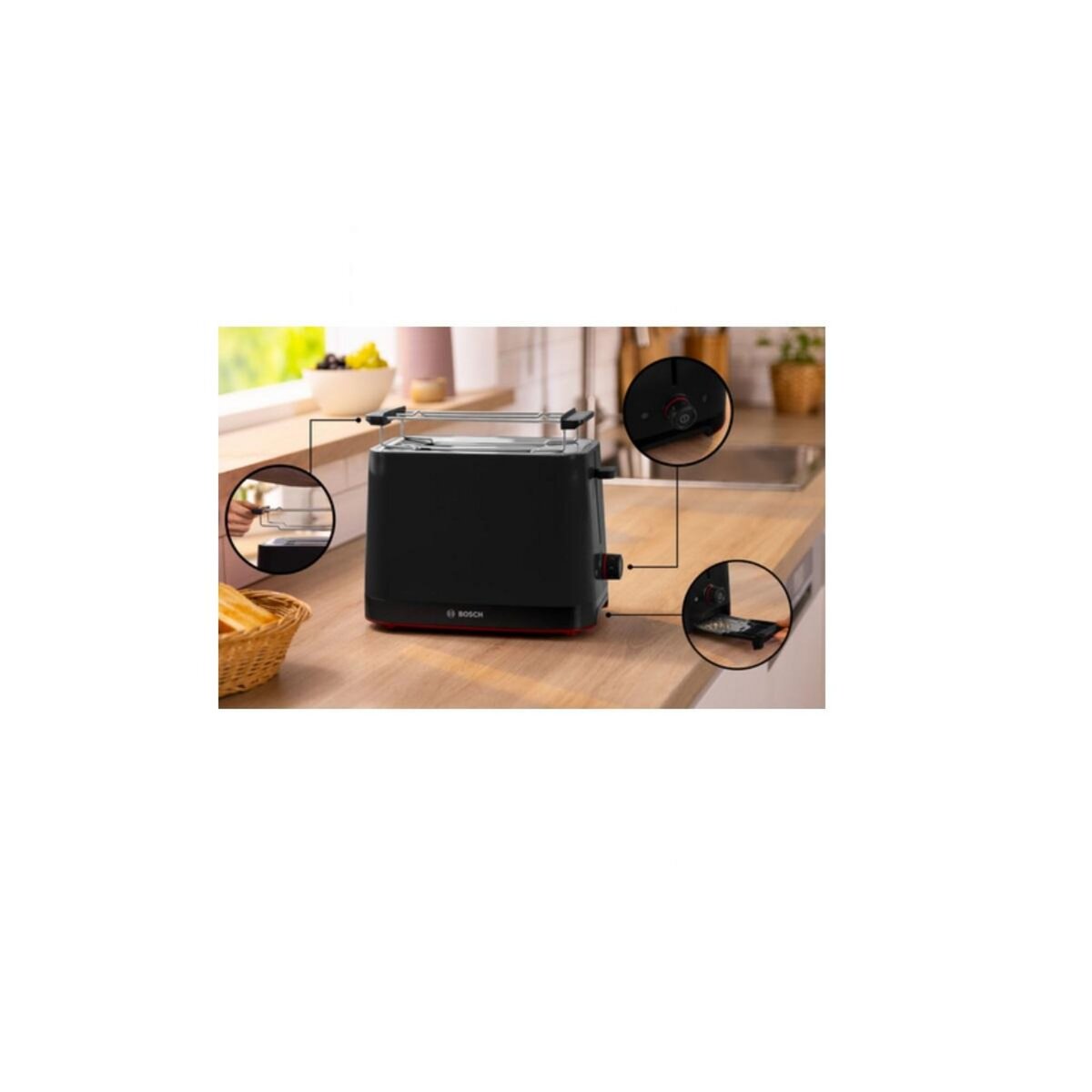 BOSCH Grill-pain 2 fentes 950w noir - TAT3M123