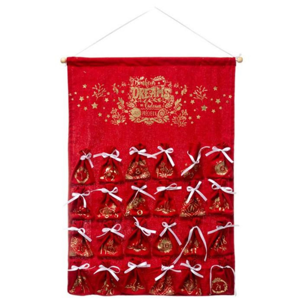 FEERIC LIGHT & CHRISTMAS Décoration de Noël Calendrier  Vintage  65cm Rouge