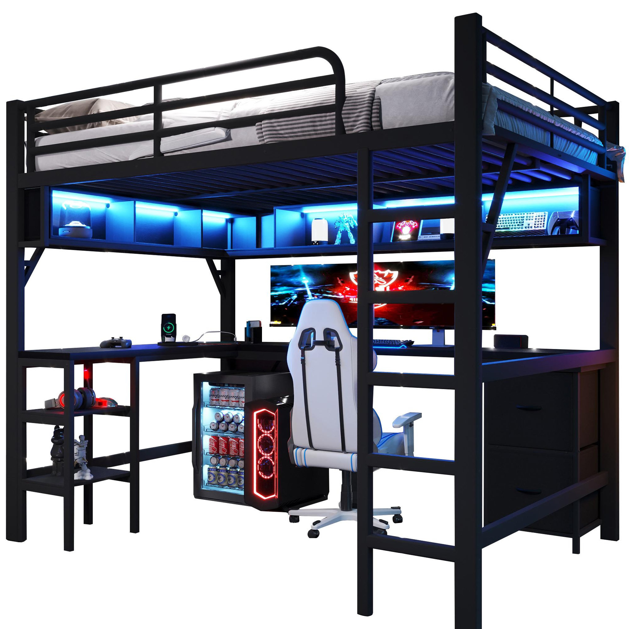 MERAX Lit mezzanine. Coloris disponibles : Noir, Blanc
