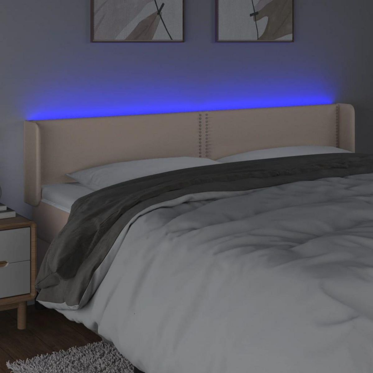 VIDAXL Tete de lit a LED Cappuccino 163x16x78/88 cm Similicuir