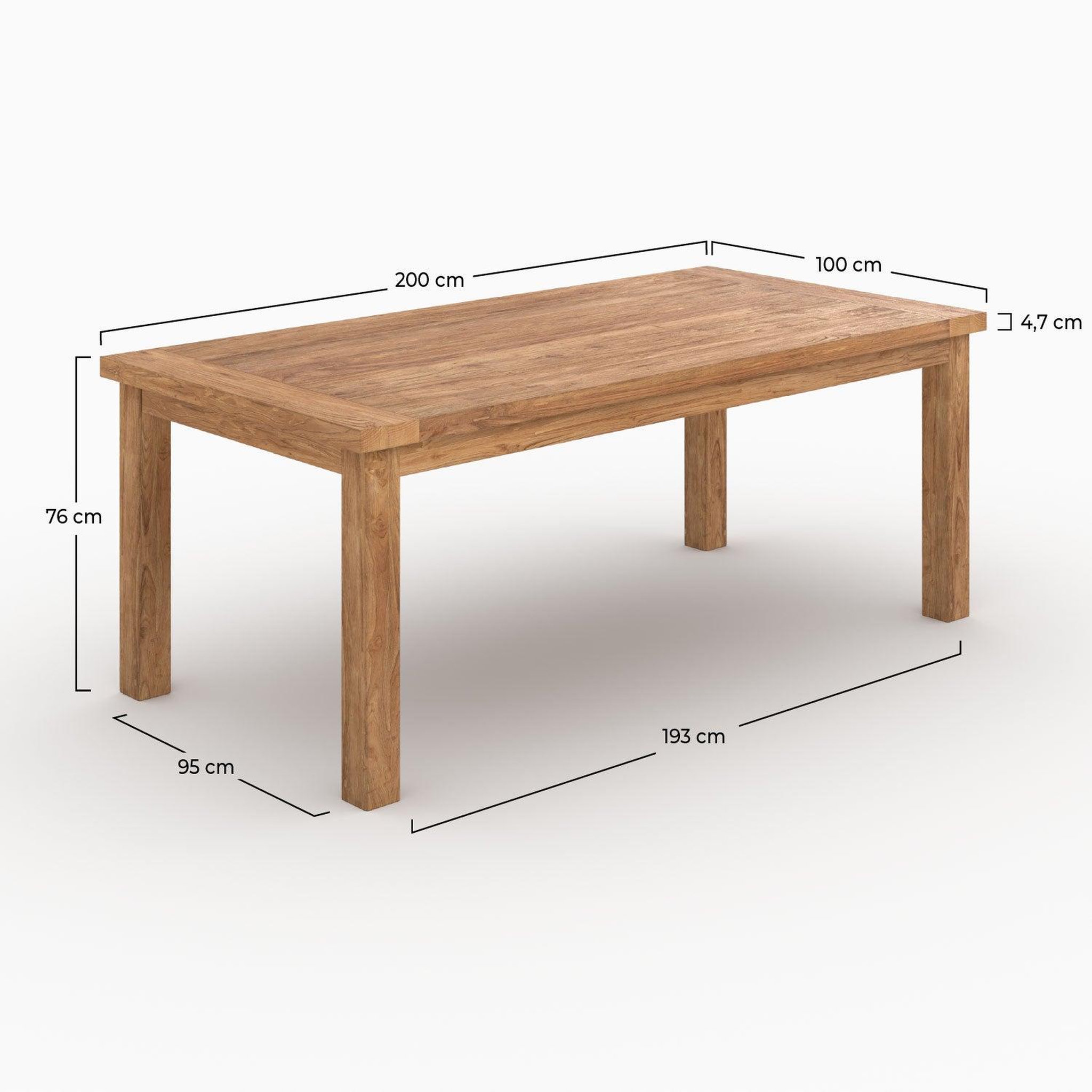 Voir la diapositive 4 : MAISON PAVANE Table rectangulaire en bois de teck recyclé 200cm 8 personnes-Mémo