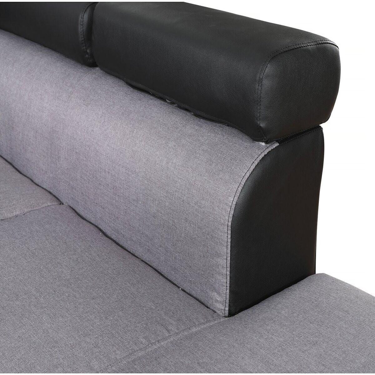 Habitat et Jardin Canapé d'angle convertible  Sophia luxe  - 265 x 190.5 x 80/91 cm - Noir / Gris - 5 places - Angle droit