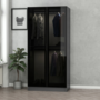 Voir la diapositive 2 : CONCEPT USINE Dressing anthracite avec étagère et penderies - 90 x 210 x 52 cm RIVOLI