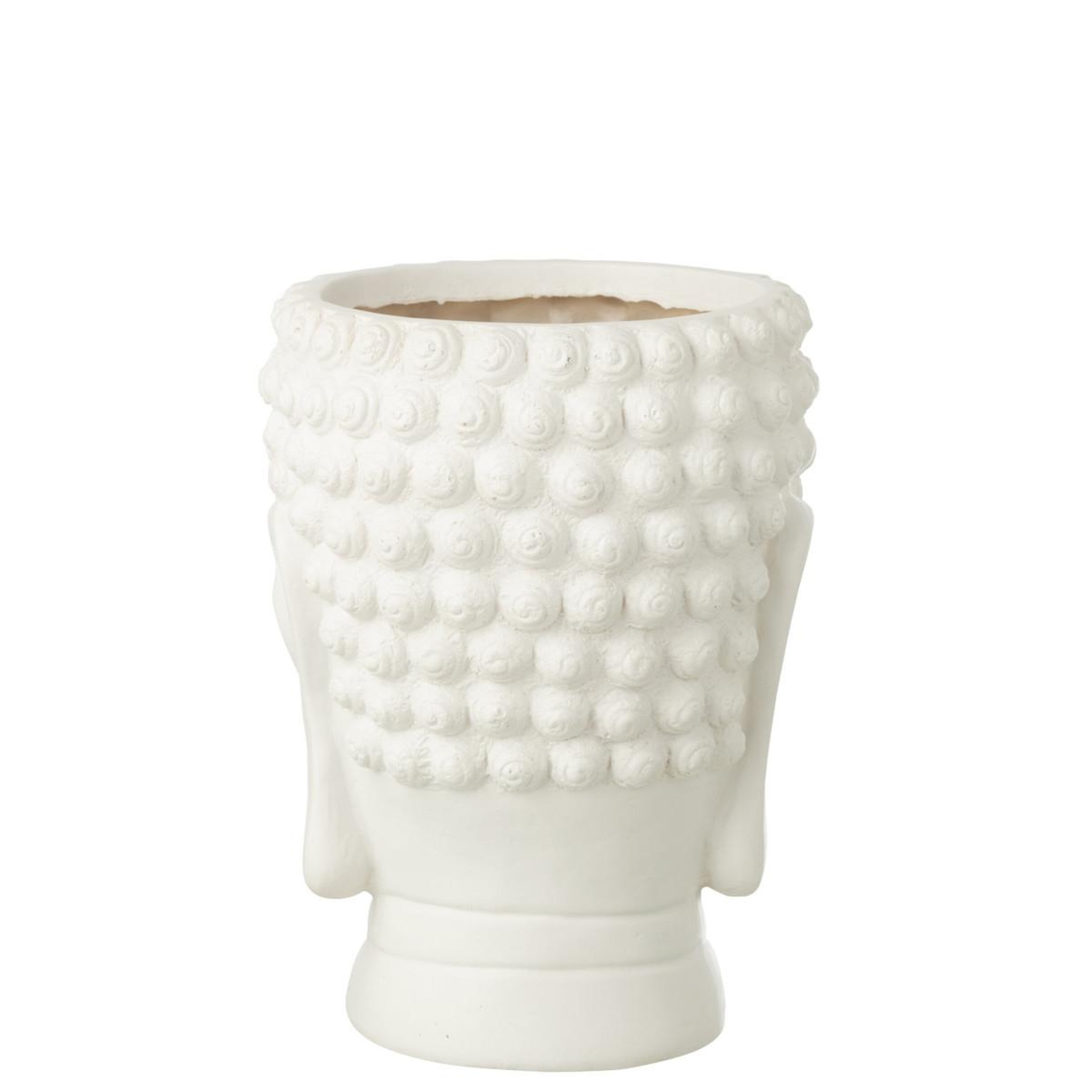 Voir la diapositive 3 : J-LINE Cache-pot tête de bouddha  bodhi  33cm blanc