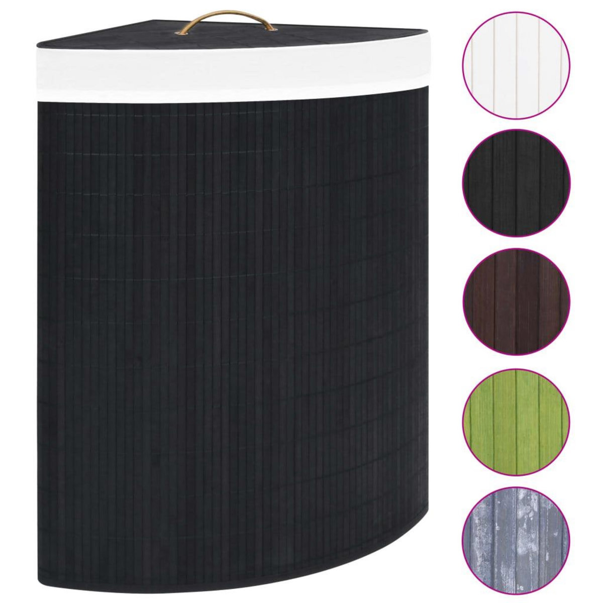 VIDAXL Panier a linge d'angle Bambou Noir 60 L