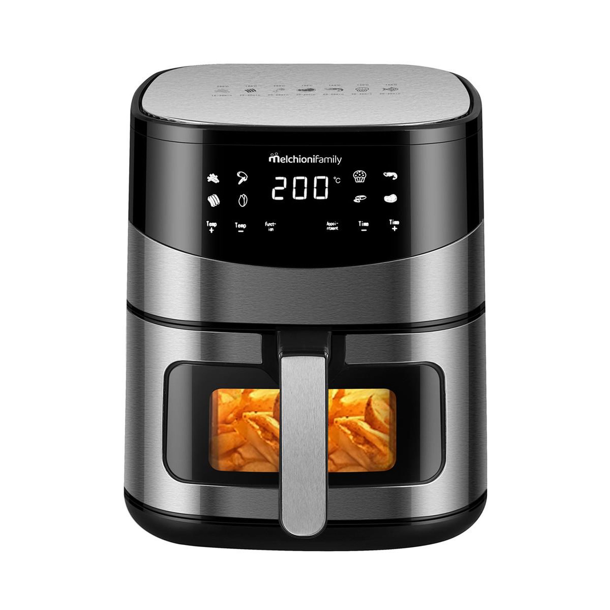 MELCHIONI Melchioni arianna 6,5l unique autonome 2000 w friteuse d'air chaud noir, acier inoxydable