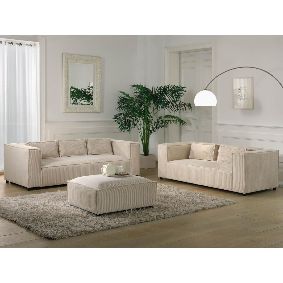 LISA DESIGN Stella - pouf en velours côtelé - style contemporain