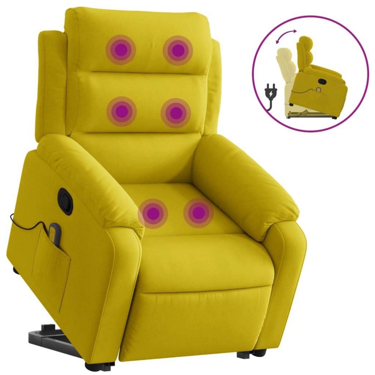 VIDAXL Fauteuil de massage inclinable Jaune Velours
