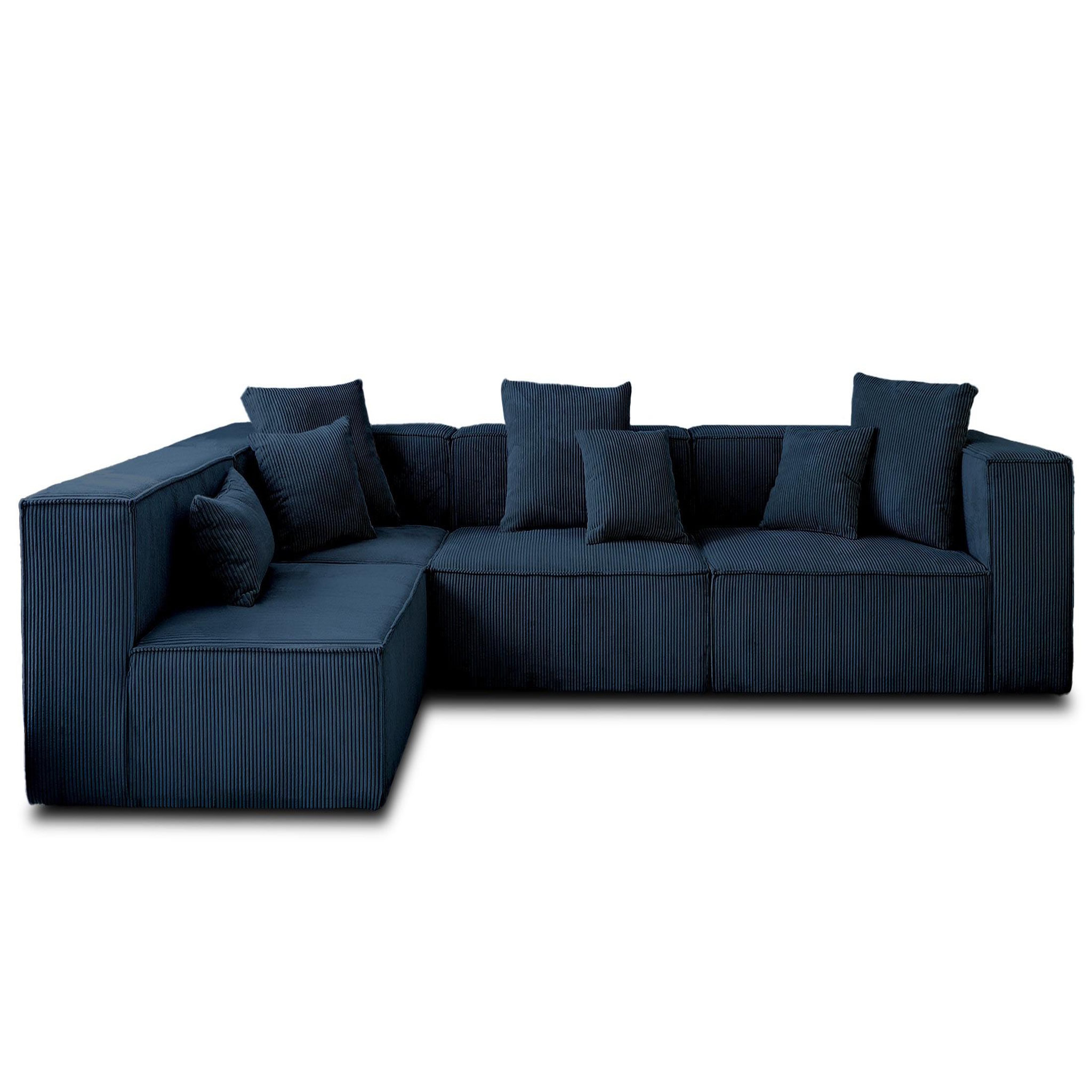 Voir la diapositive 1 : BEST MOBILIER Colombine - canapé modulable d'angle gauche - 6 places - en velours côtelé