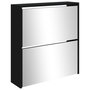 Voir la diapositive 4 : VIDAXL Armoire a chaussures avec miroir a 2 niveaux Noir 63x17x67 cm