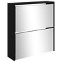Voir la diapositive 4 : VIDAXL Armoire a chaussures avec miroir a 2 niveaux Noir 63x17x67 cm