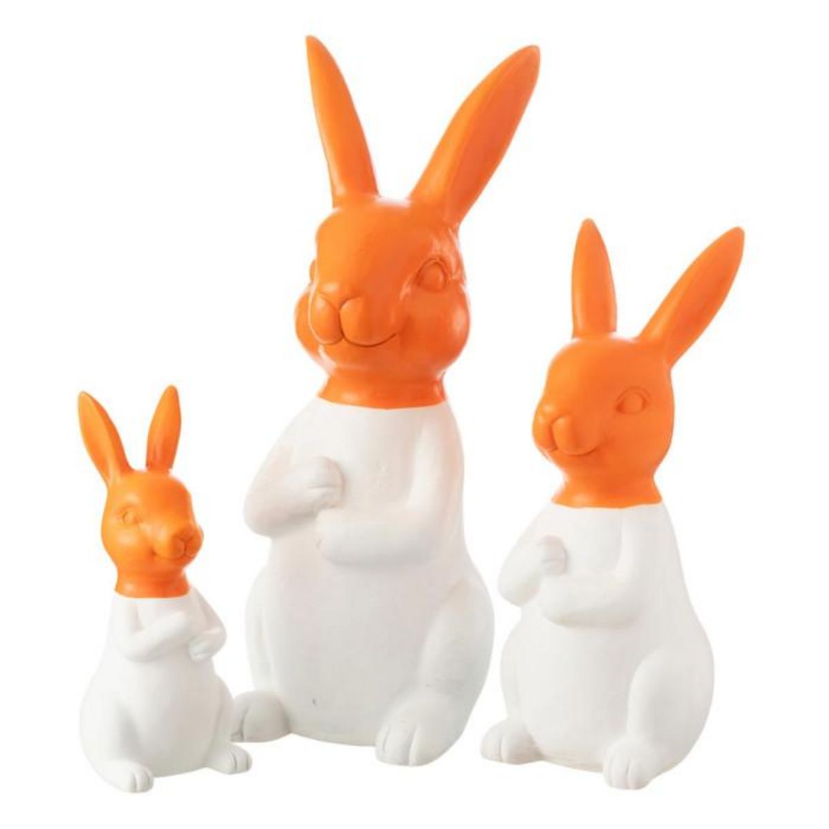 Paris Prix Lot de 3 Statues Lapin Extérieur  Alfredo  66cm Orange & Blanc