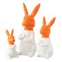 Voir la diapositive 1 : Paris Prix Lot de 3 Statues Lapin Extérieur  Alfredo  66cm Orange & Blanc