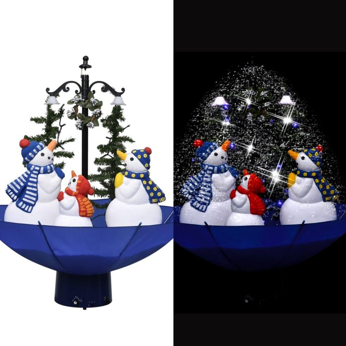 VIDAXL Arbre de Noël neigeux avec base de parapluie Bleu 75 cm PVC