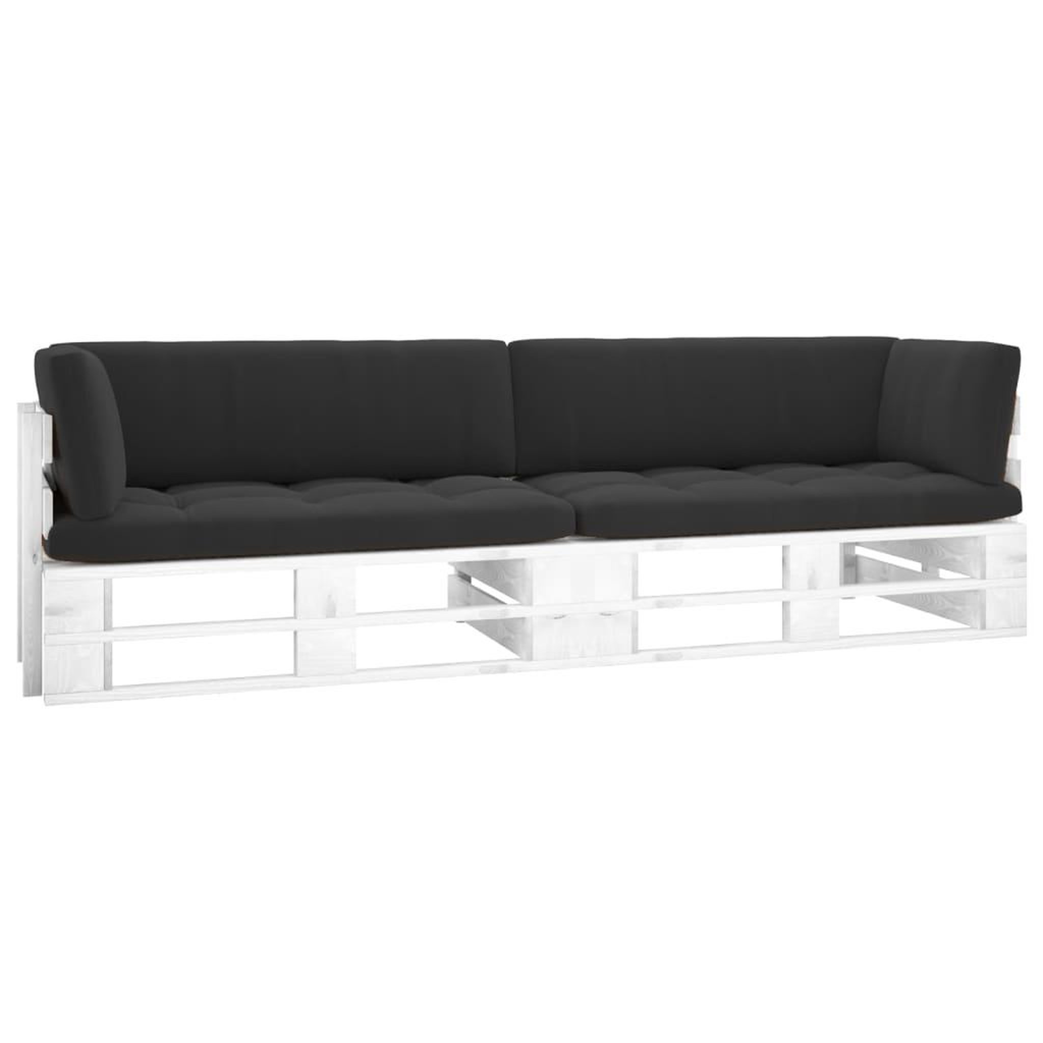 VIDAXL Canape palette 2 places avec coussins pin impregne de blanc
