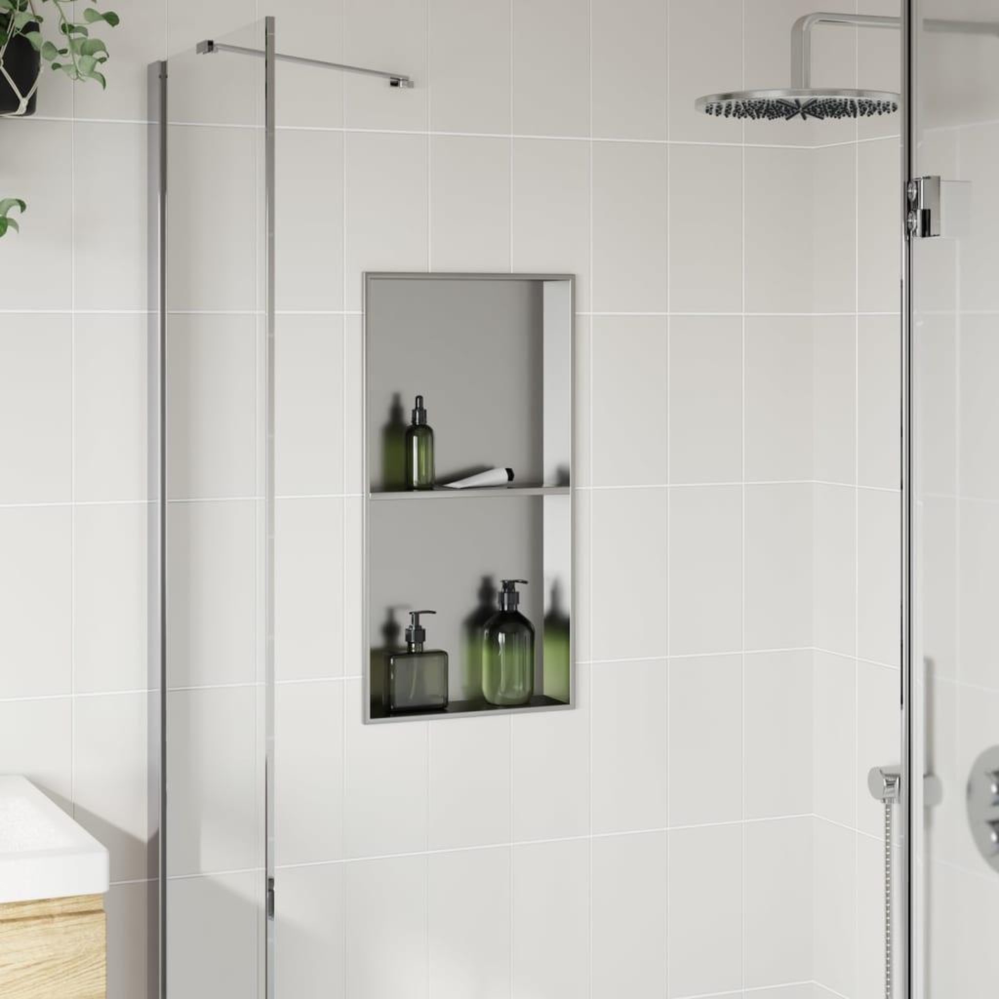 Voir la diapositive 3 : VIDAXL Niche de douche argente brosse 32x62x9 cm acier inoxydable