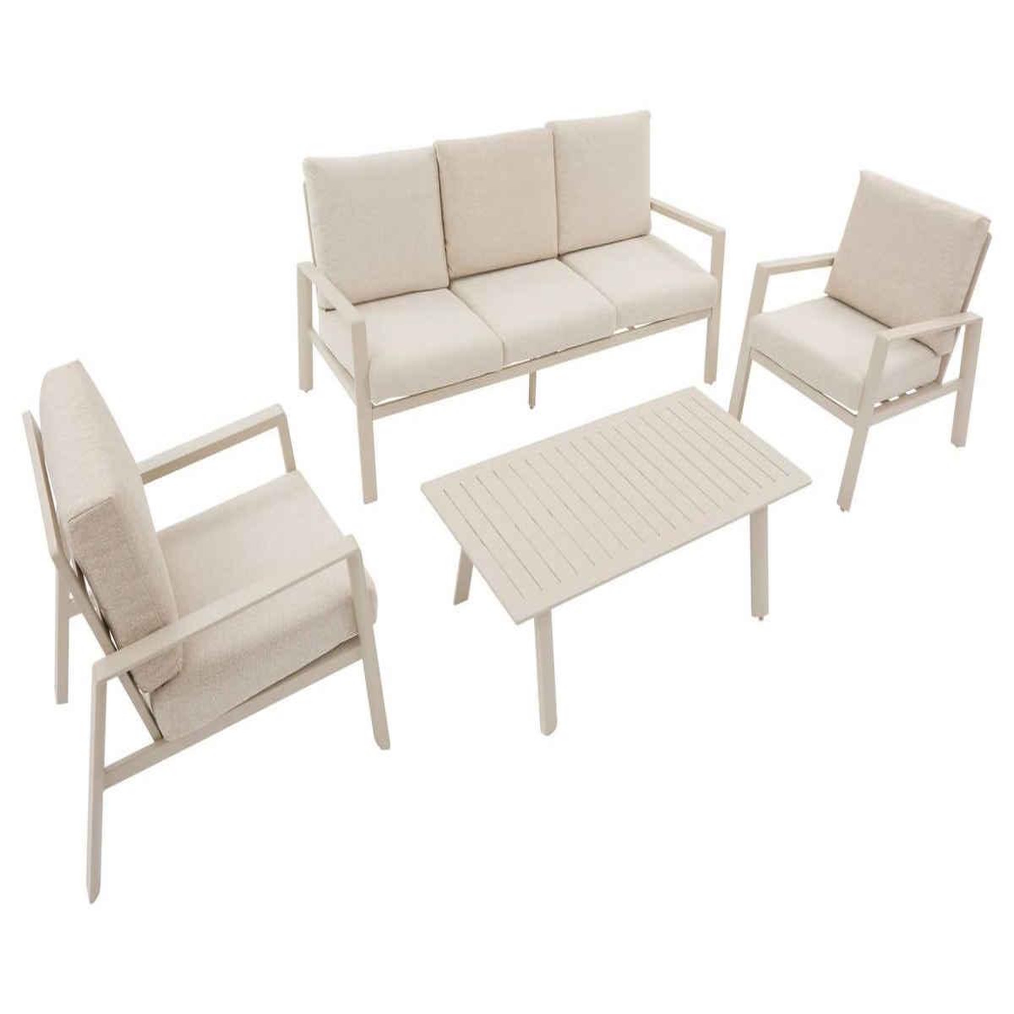 Voir la diapositive 4 : HESPERIDE Salon de jardin aluminium luzane argile - 5 places - hespéride