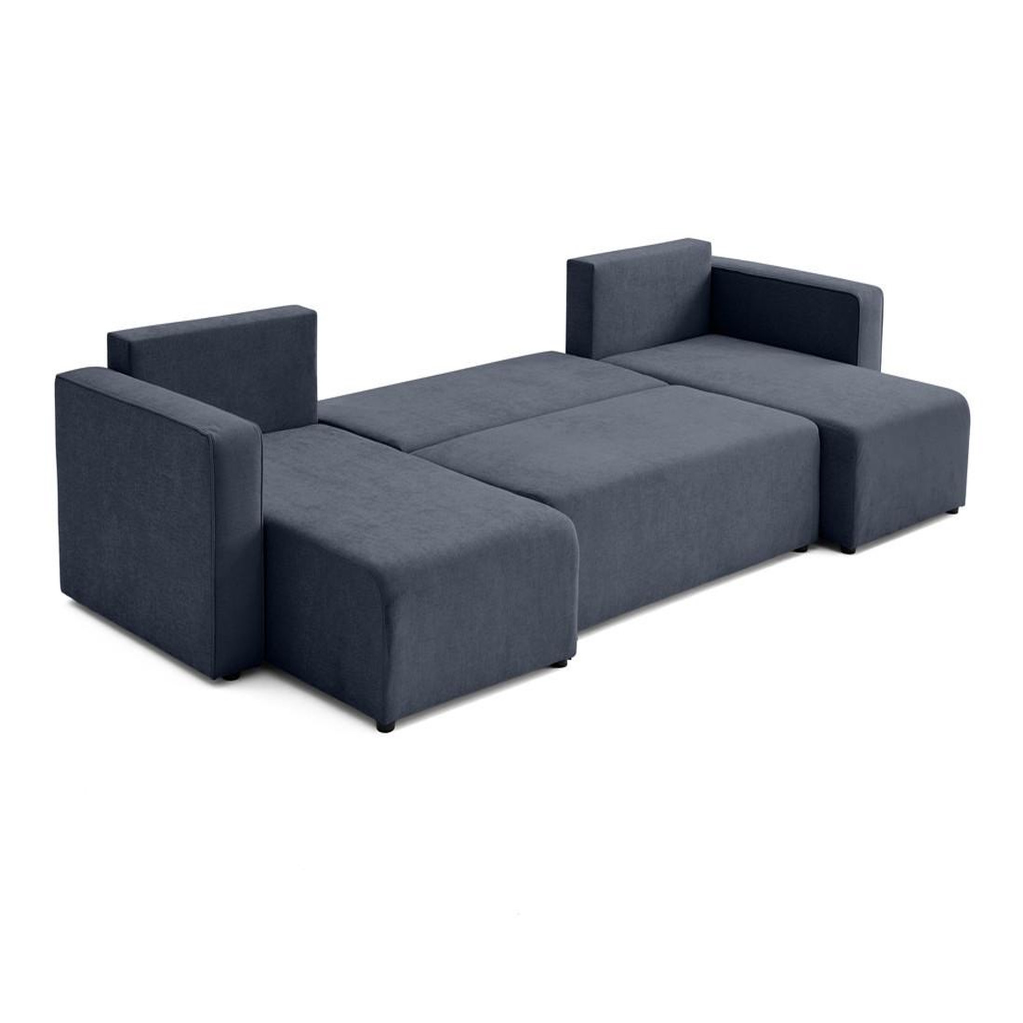 Voir la diapositive 3 : BEST MOBILIER Topaze - canapé panoramique - 7 places - convertible avec coffre - en tissu