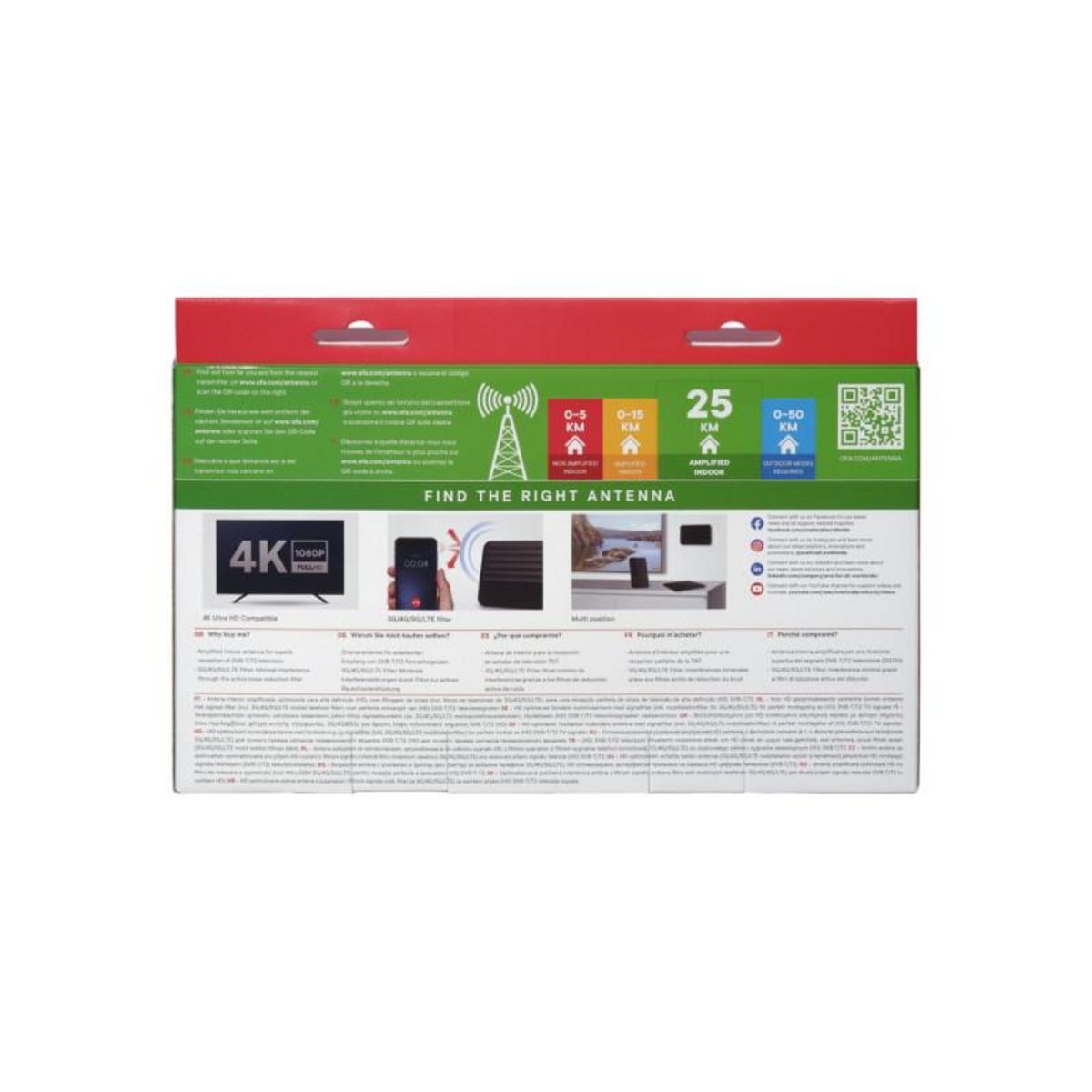 One For All Antenne intérieure SV9482 filtre 5G