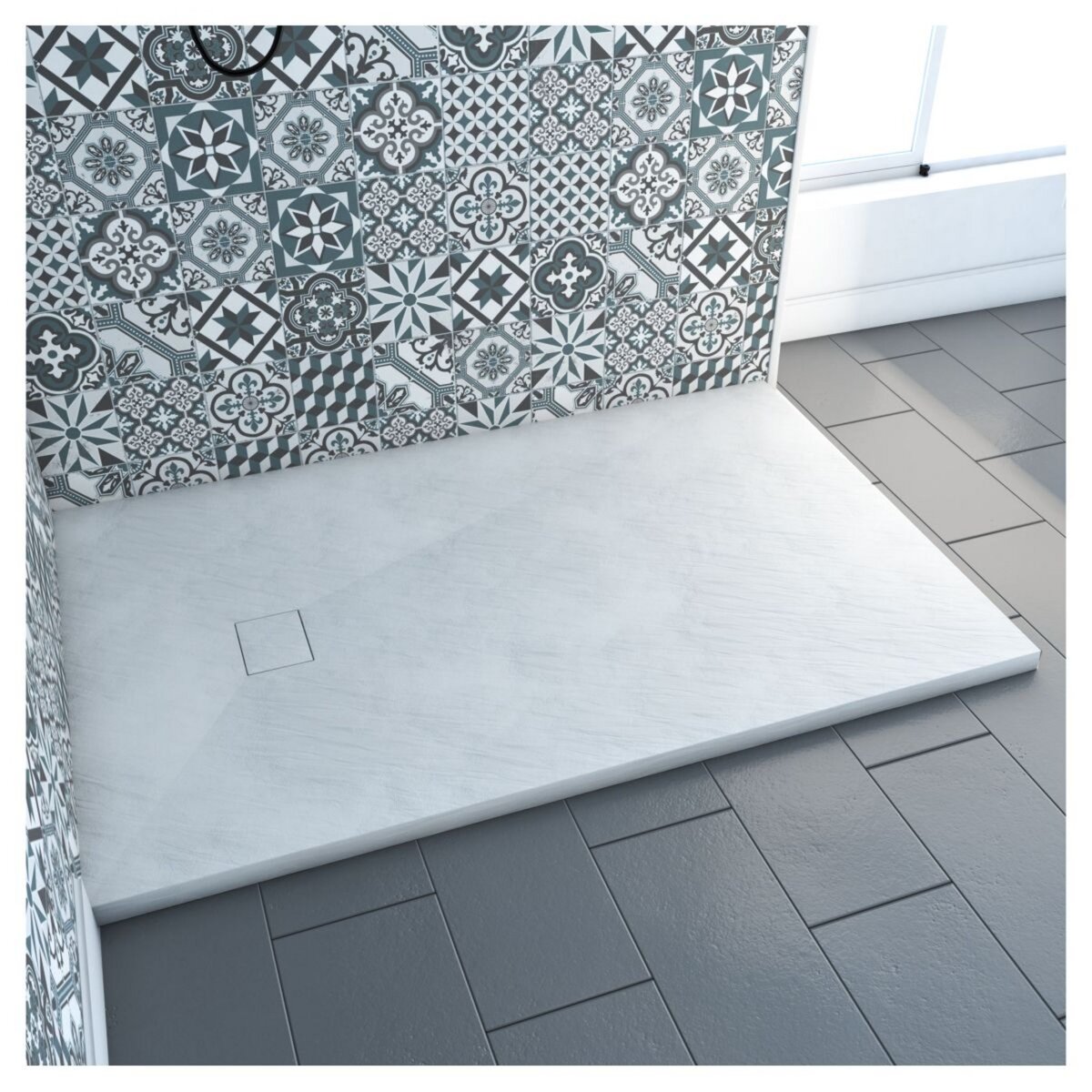 Aurlane Receveur pour douche à l'italienne extra plat aspect ardoise blanc 90x140 cm - STONE 2