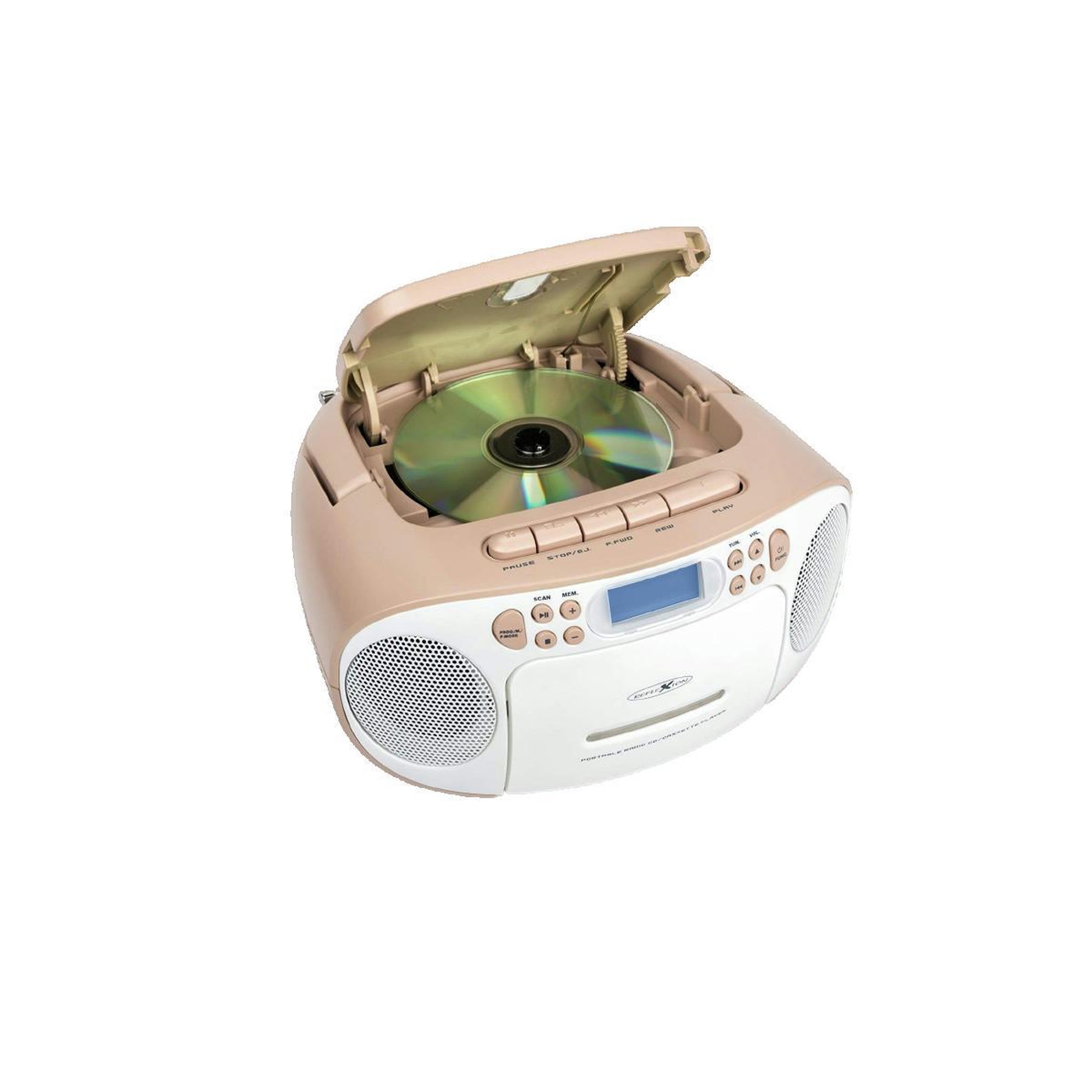 Voir la diapositive 3 : REFLEX Boombox Reflexion RCR2260DAB/PK blanc et rose avec lecteur CD, DAB+, port USB et lecteur cassette