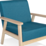 Voir la diapositive 5 : ID MARKET Fauteuil scandinave ANDERS en tissu bleu canard