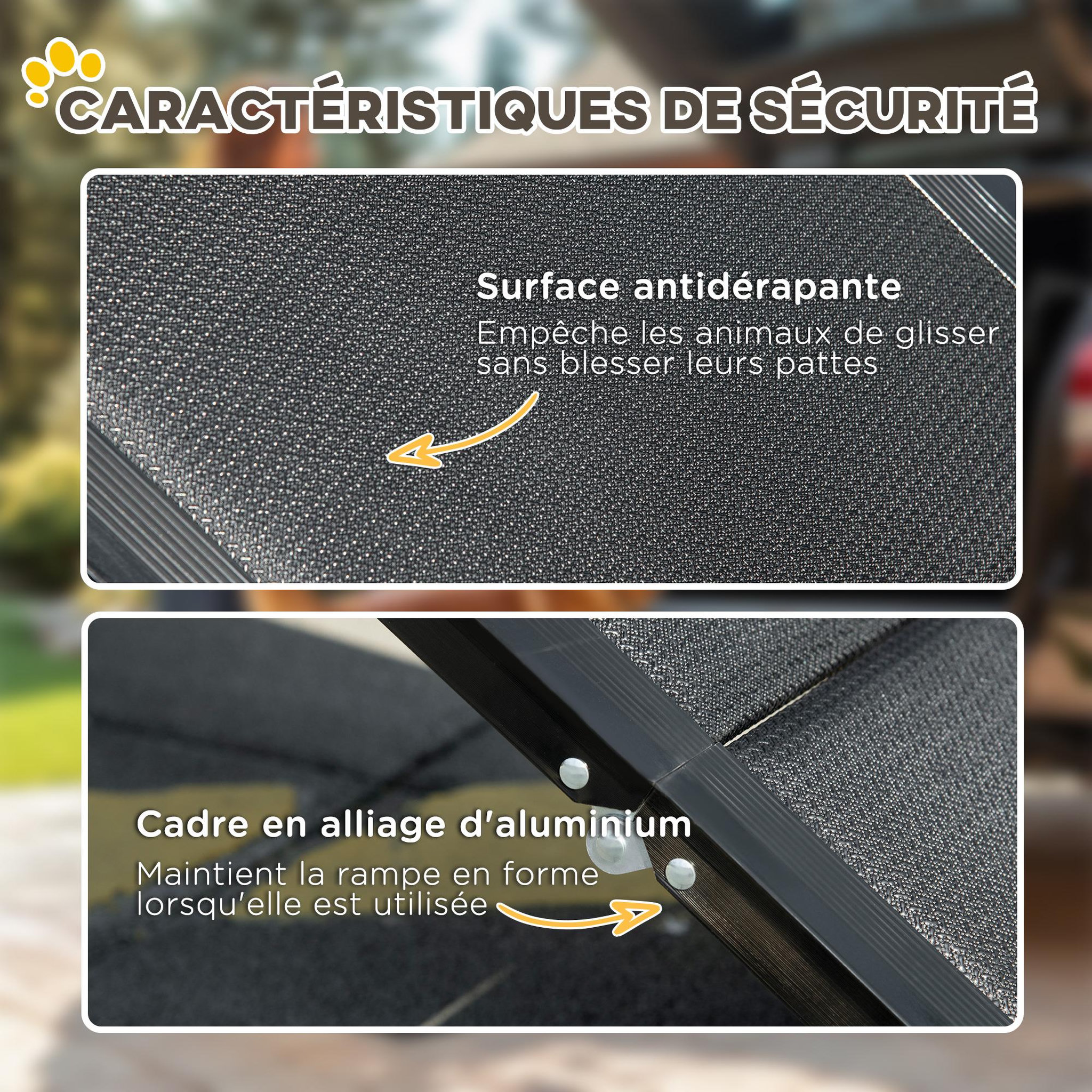 Voir la diapositive 6 : PAWHUT Rampe pliable pour chien surface antidérapante dim. 158 x 43,5 cm alliage d'aluminium noir