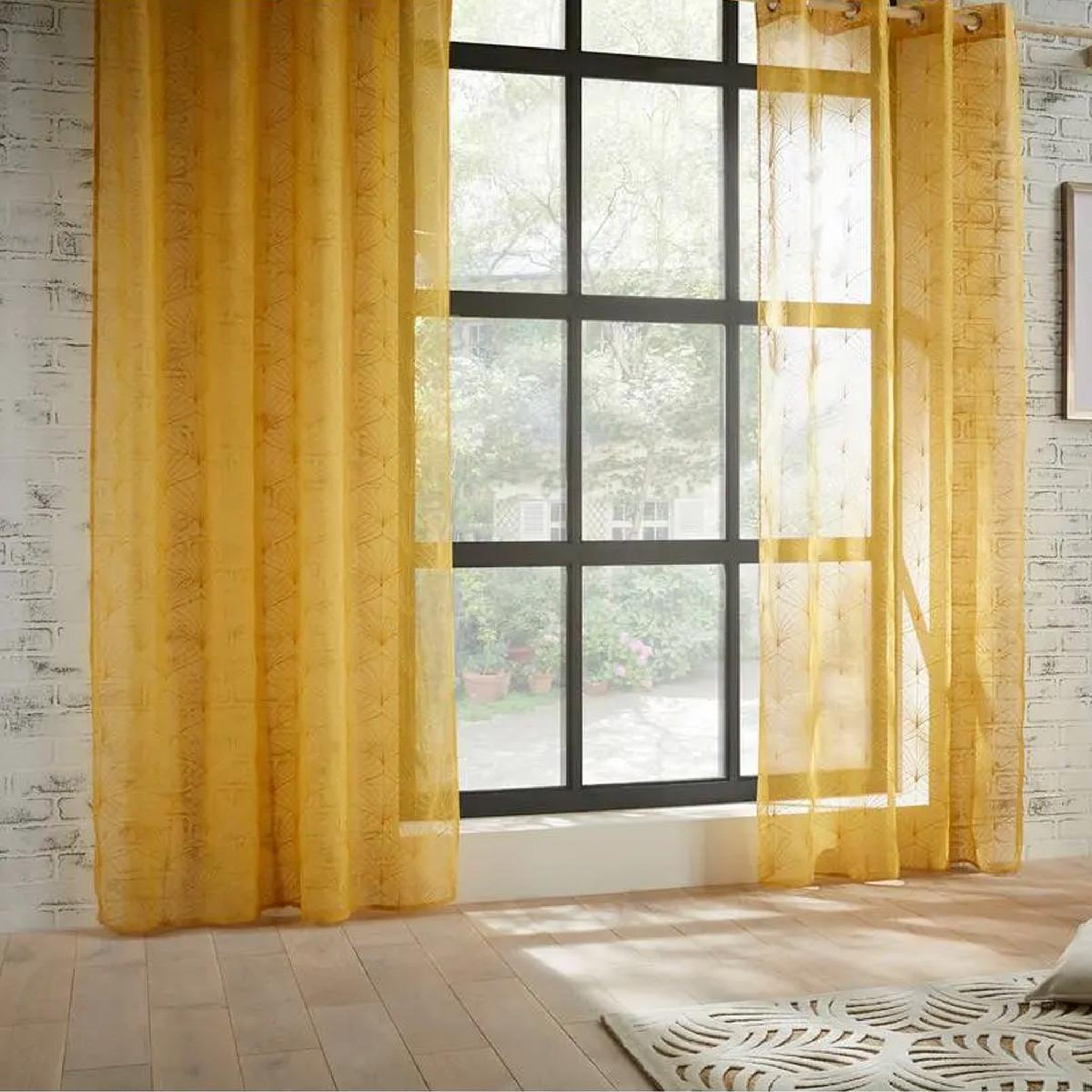 Voir la diapositive 2 : ATMOSPHERA Rideau voilage à œillets  mya  140x240cm ocre