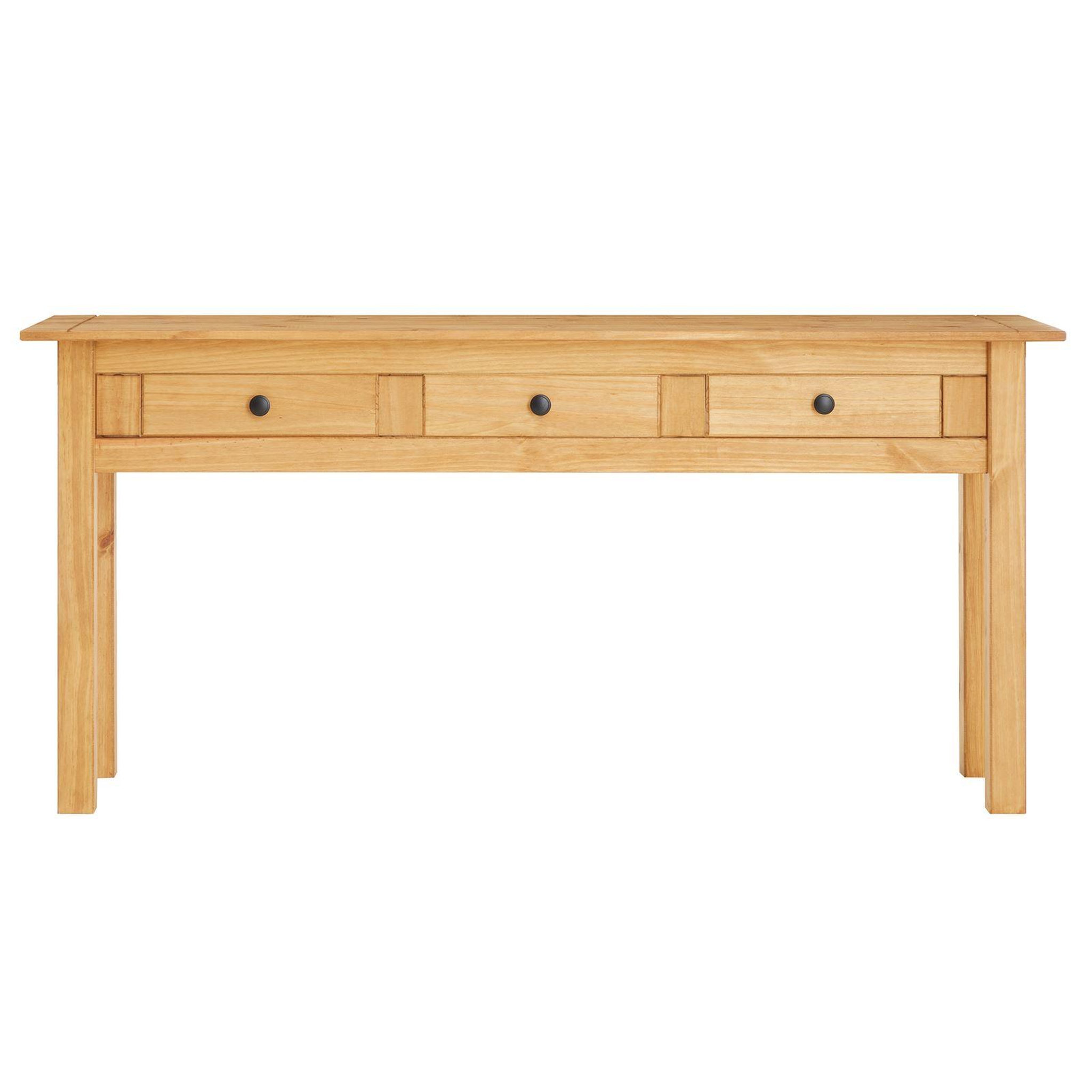 Voir la diapositive 3 : IDIMEX Table console CANCUN meuble d'appoint en bois avec 3 tiroirs, en pin massif finition teintée/cirée
