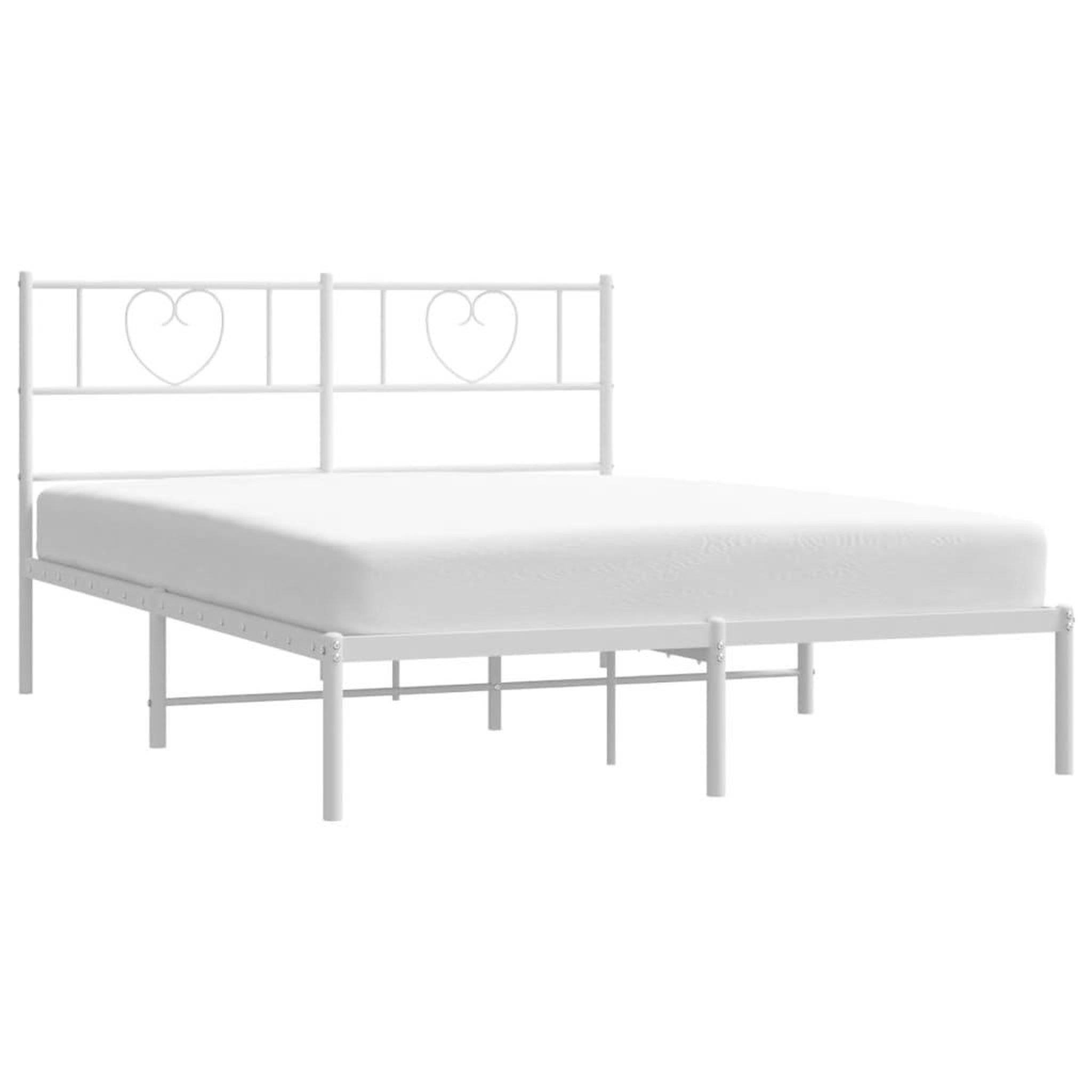 Voir la diapositive 3 : VIDAXL Cadre de lit metal sans matelas et tete de lit blanc 140x200 cm
